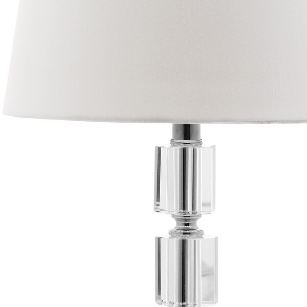 SAFAVIEH Lighting 15-inch Erin White Shade Crystal Cube Table Lamp (Set of 2) - 9"x9"x16"