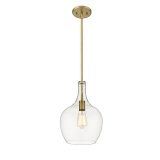 Retro Modern Clear Glass Mini Pendant in Antique Brass