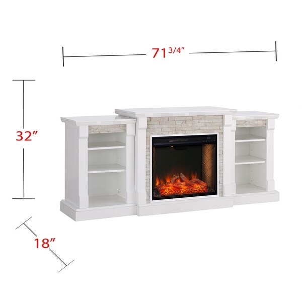 SEI Furniture Gordon Alexa Enabled Fireplace with Bookcases