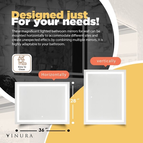 LED Mirror for Bathroom - White 36� Bathroom Mirrors for Wall - medium