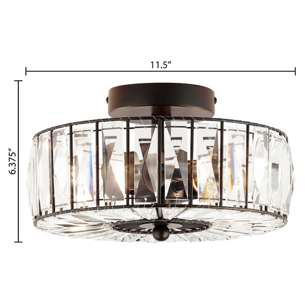 River of Goods Crystalline Oil Rubbed Bronze and Crystal 11.25-inch Semi-Flush Mount Ceiling Light - 11.5" x 11.5" x 6.375"