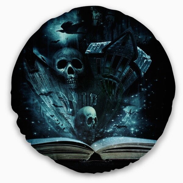 Designart 'Halloween Stories Book' Contemporary Throw Pillow