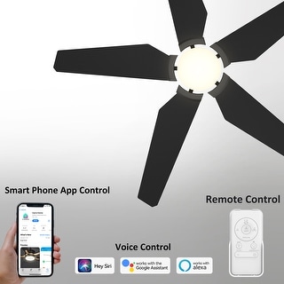 Boreas 52-inch Indoor/Outdoor Smart Ceiling Fan, Dimmable LED Light Kit & Remote Works with Alexa /Google Home/Siri