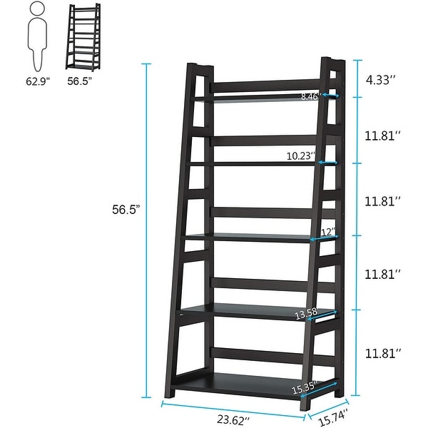 5-Tier Ladder Shelves, Bookshelf Bookcase for Living Room