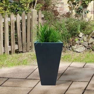 Black Lightweight Concrete Modern Tapered Rectangle Planter