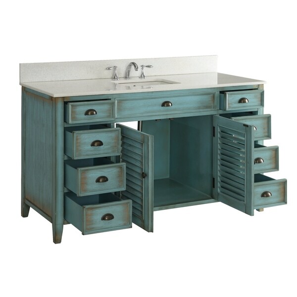 60" Benton Collection Abbeville Rustic Blue Bathroom Vanity
