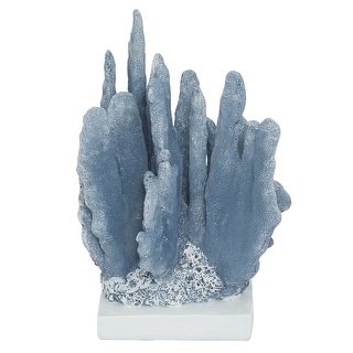 Blue or White Polystone Beach Coastal Sea Coral Sculpture - 7 x 6 x 10