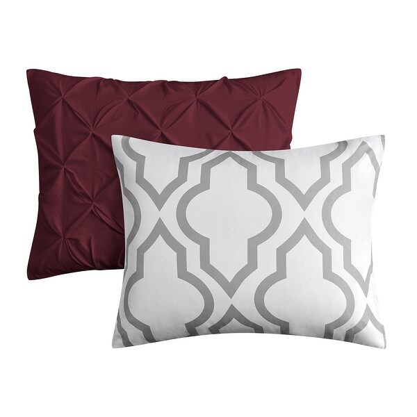 Geo Burgundy Reversible 3 piece comforter set