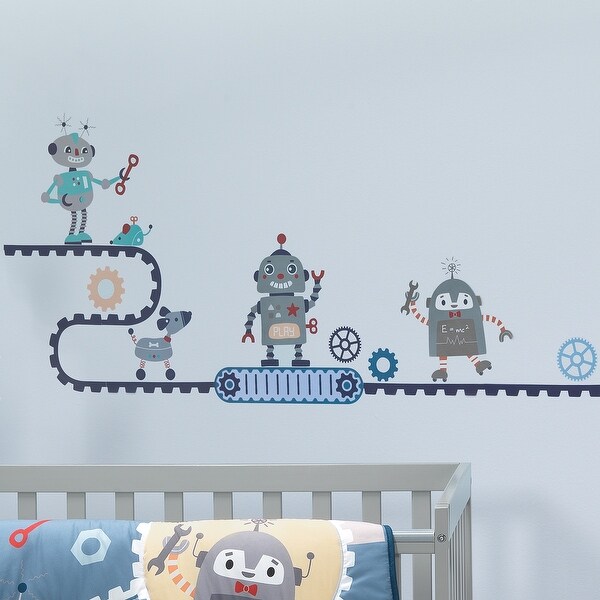 Bedtime Originals Robbie Robot Blue Nursery 5-Piece Baby Crib Bedding Set