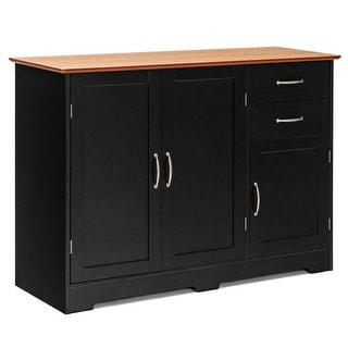 Buffet Storage Cabinet with 2-Door Cabinet and 2 Drawers-Black - 43.5'' x 16'' x 31''(L x W x H)