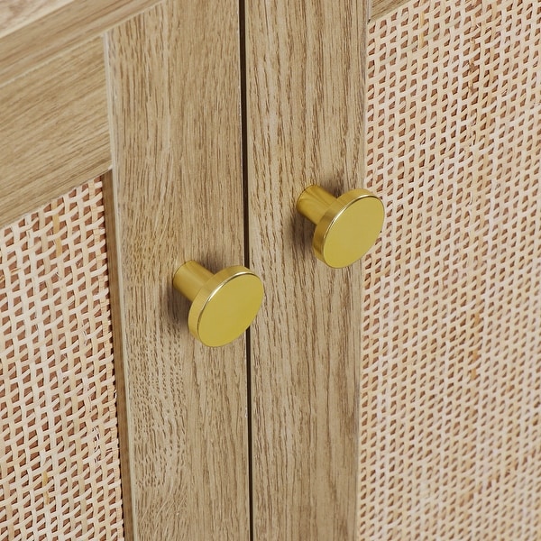 Anmytek Buffet Sideboard 2 Door Rattan Cabinet with 3 Drawer Mid-Century Modern Storage Cabinet Console Table