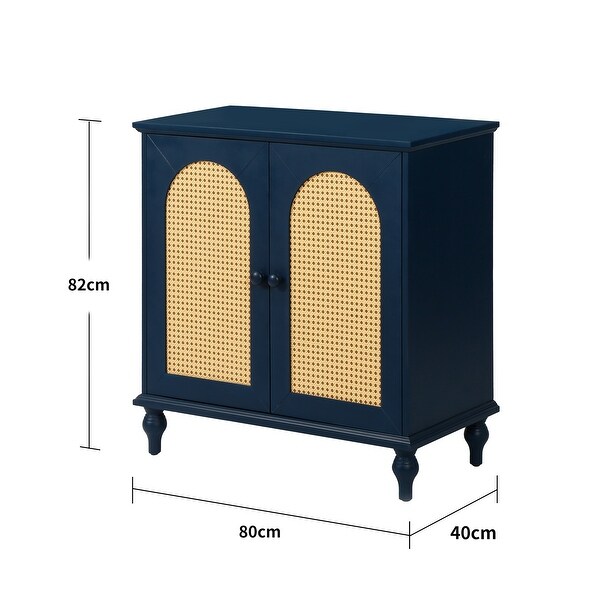 Wooden Cabinet with Antique Deep Blue 4Doors for Hallway