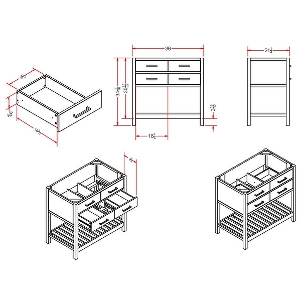 Harrison 36"W Vanity Cabinet Only