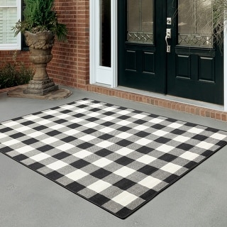 The Gray Barn Told Gait Indoor/Outdoor Gingham Check Area Rug
