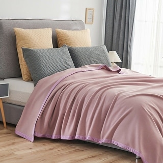 Satin Fleece Blanket Satin Binding Edges Queen Woodrose