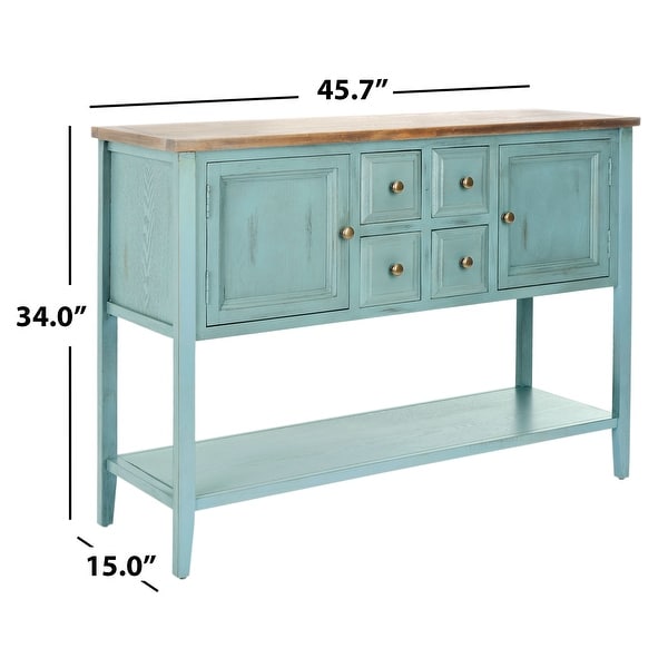 SAFAVIEH Brighton French Blue Finish Storage Sideboard - 45.7" x 15" x 34"