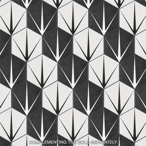 Merola Tile Trident Hex Blanco Encaustic 8.63" x 9.86" Porcelain Floor and Wall Tile