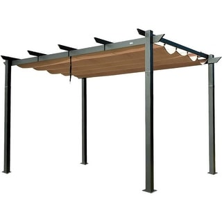 Outdoor Aluminum Retractable Pergola Patio Gazebo with Canopy