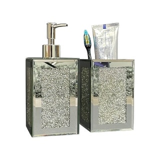 2 Piece Ambrose Exquisite Square Soap Dispenser and Toothbrush Holder