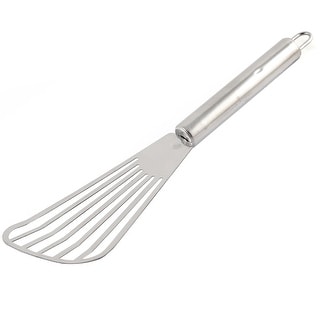 Stainless Steel Slotted Home Kitchen Spatula Barbecue Turner Shovel Silver Tone