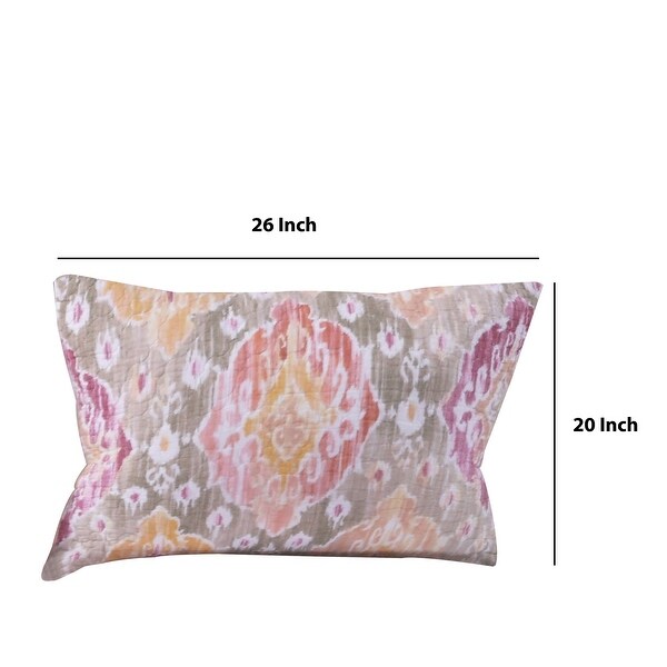 Fabric Pillow Sham with Medallion Pattern and Side Zipper, Multicolor