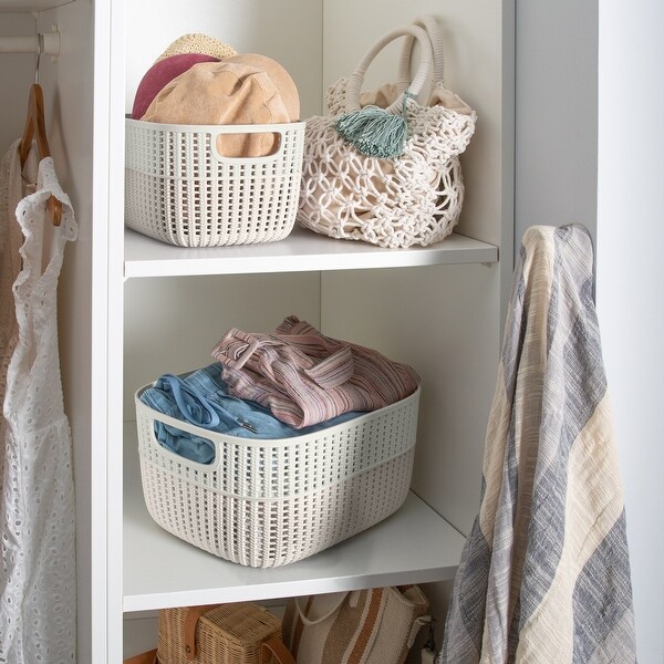 Simplify 2-Tone Decorative Large Storage Basket in Blush
