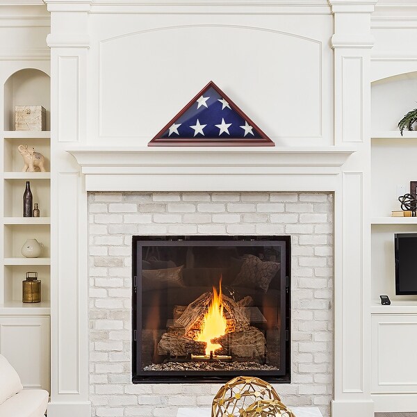 Memorial Veteran American Flag Display Case, Cherry Wood by Reminded