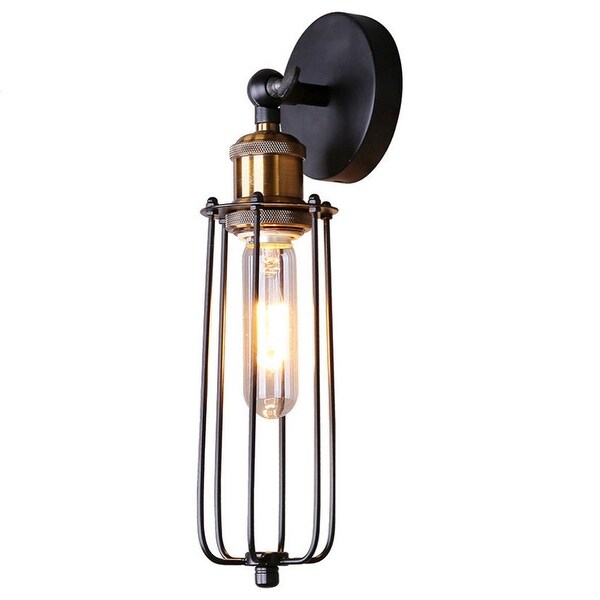 Vintage Industrial Black & Bronze Edison Cage Wall Sconce