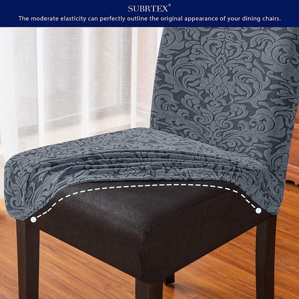 Subrtex Set-of-4 Stretch Dining Chair Cover Jacquard Damask Slipcovers