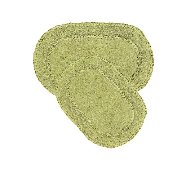 Double Ruffle Collection Absorbent Cotton 2 Piece Set Machine Washable Bath Rug