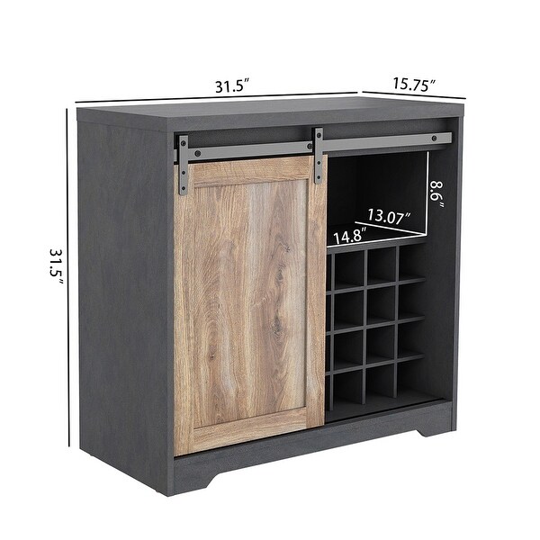 31 Inch Black Farmhouse Style Cabinet with Sliding Barn Door