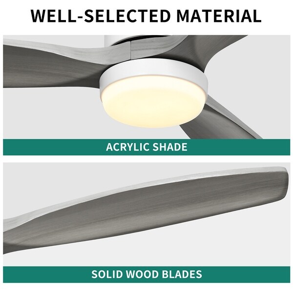 Moasis 52" Low Profile Ceiling Fan with LED Light and Remote Wall Switch 6 Speed Reversible Airflow