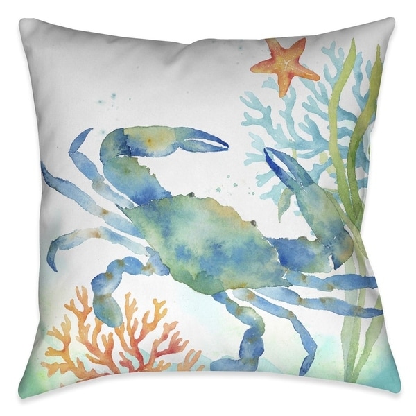 Laural Home Crab and Coral Indoor Decorative Pillow