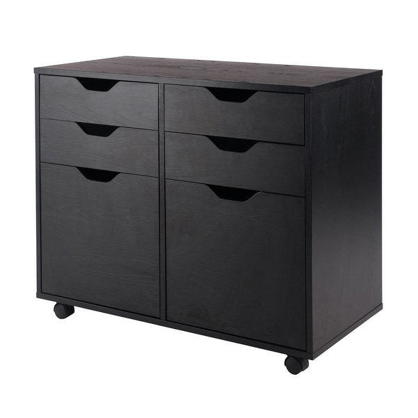 32" Black 2 Section Mobile Storage Cabinet
