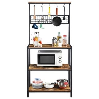 Yaheetech 67"H Kitchen Bakers Rack With 4 Storage Shelves,10 Hooks