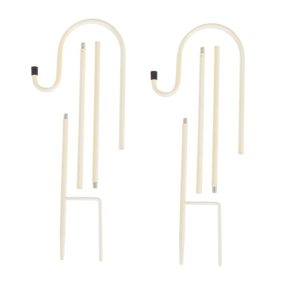 Set of 2 Solar Outdoor Lights with 2 Shepherd Hooks by Pure Garden (White)