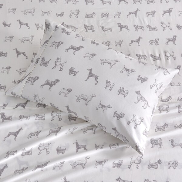 Printed Design Cotton Collection 400TC Hemstitch Animal Dog Sheet Set and Pillowcases