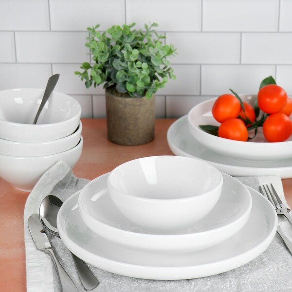 Gibson Home Oslo Peak 12Pc Fine Ceramic Dinnerware Set in Bright White