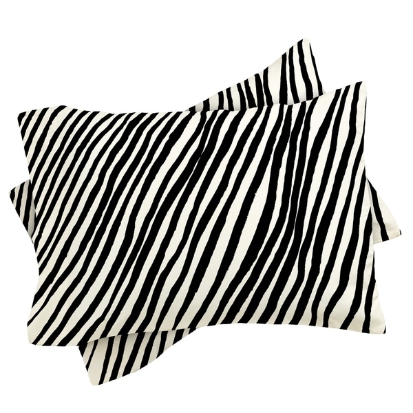 Georgiana Paraschiv Diagonal Stripes Black Duvet Cover Set