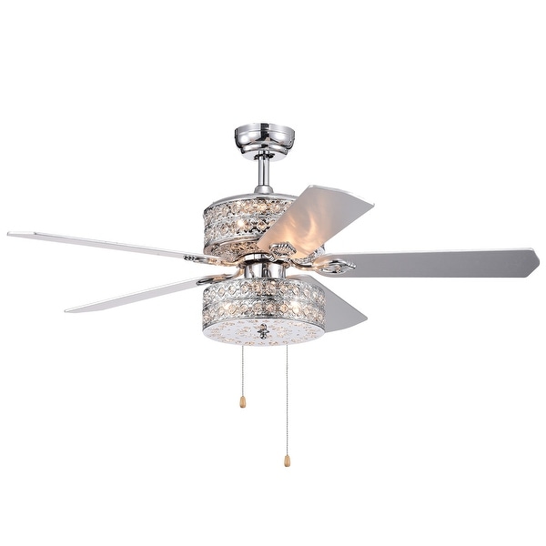 Empire Deux 5-Blade Silver Chandelier Ceiling Fan 52-Inch Optional Remote Control (incl 2 Color Option Blades)
