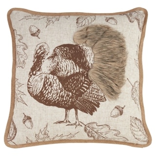 Faux Fur Turkey Print Throw Pillow