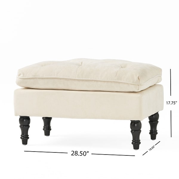 Christopher Knight Home Creme Tufted Fabric Ottoman