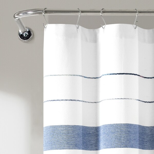 Lush Decor Chic Stripe Yarn Dyed Eco-Friendly Recycled Cotton Shower Curtain Single