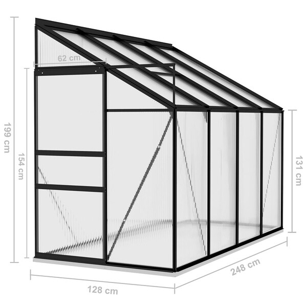 vidaXL Greenhouse Anthracite Aluminum 185 ft  - 50.3" x 97.6" x 51.5"/78.3"