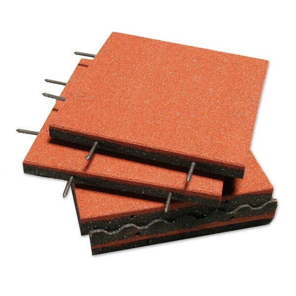Rubber-Cal "Eco-Safety" Interlocking Tiles - 2.50 x 19.5 x 19.5 in - 40 Pack - 111 sqft - Terra Cota - 19.5x19.5