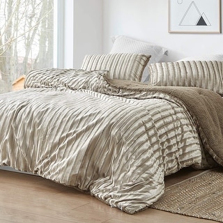 Velvet Crush - Coma Inducer Oversized Comforter Set - Ridged Silvery Beige