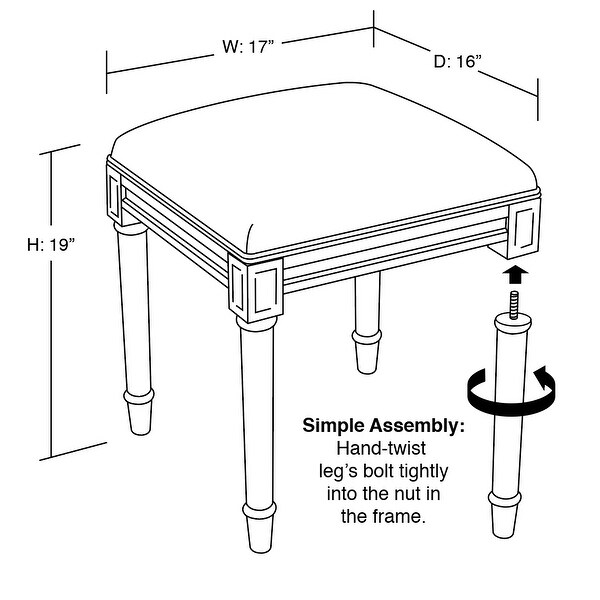 Mustard Peony Vanity Stool with White Frame