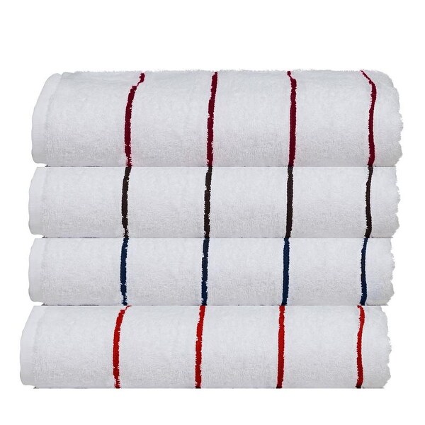 Superior Cotton Beach Towel Cabana Striped by Ample Decor- Pack of 4 - 30" x 68"