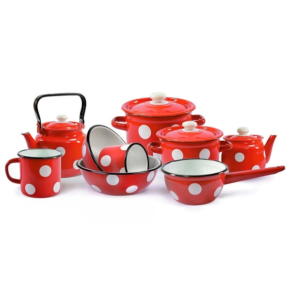 STP Goods 2.1-qt Red White Polka-dot on Steel Pot