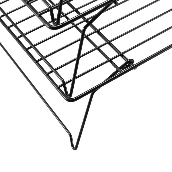 Cooling Rack Set Carbon Steel 3-Tier Stackable Rack for Baking Cooking Grilling - Black